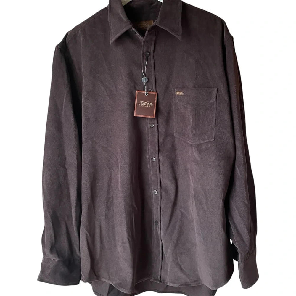 Tasso Elba Vintage Brown Corduroy Shirt, L‎